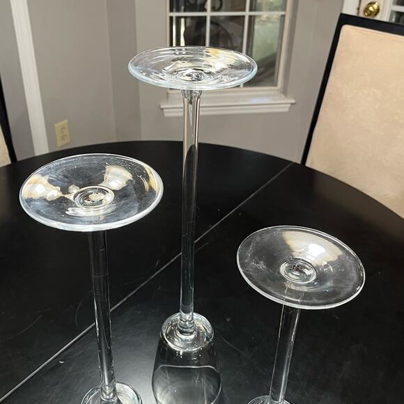 NEW Pottery Barn Glass Long Stem Classic Tealight Votive Candleholders Set … - Picture 11 of 14